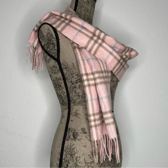 Burberry London Pink / Brown / Blue Checkered Pattern Cashmere
